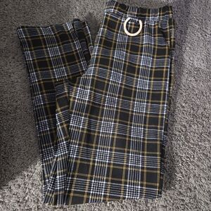 Plaid Women's Pants - Black and Yellow